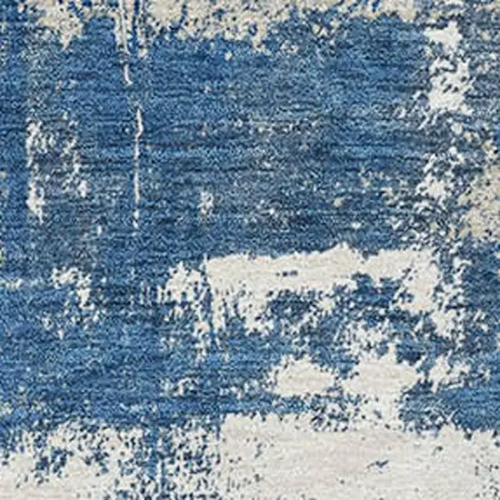 Navy Blue And Ivory Abstract Washable Area Rug With UV Protection Photo 3