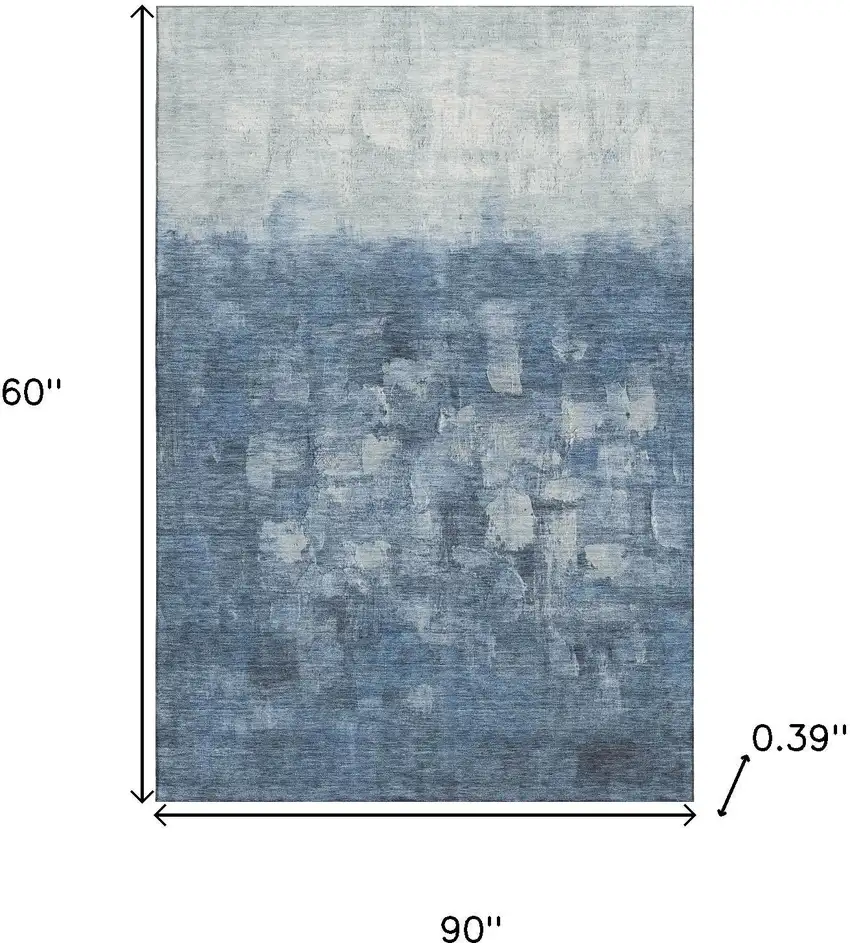 Navy Blue And Ivory Abstract Washable Area Rug With UV Protection Photo 9