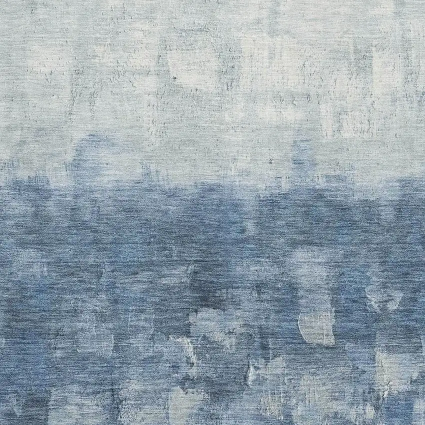 Navy Blue And Ivory Abstract Washable Area Rug With UV Protection Photo 3