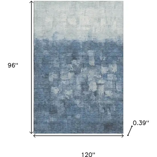 Navy Blue And Ivory Abstract Washable Area Rug With UV Protection Photo 9