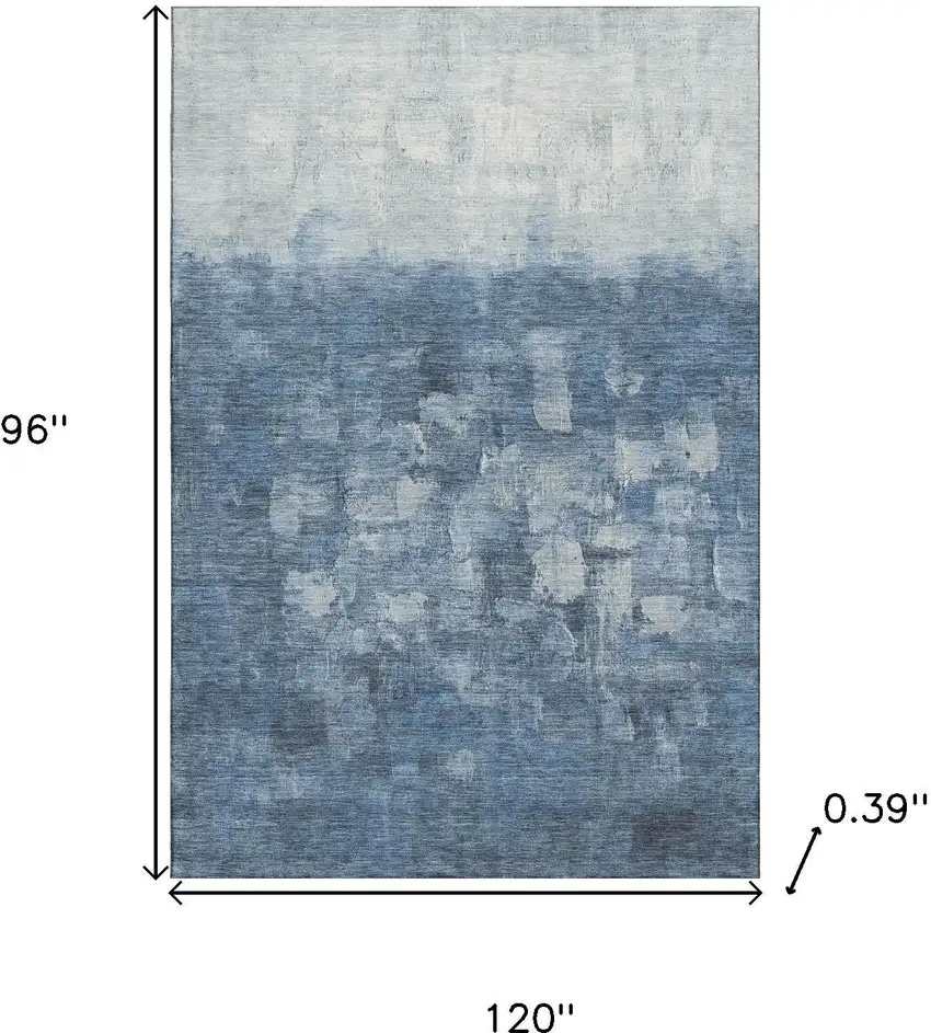 Navy Blue And Ivory Abstract Washable Area Rug With UV Protection Photo 9