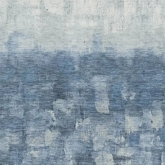 Navy Blue And Ivory Abstract Washable Area Rug With UV Protection Photo 3