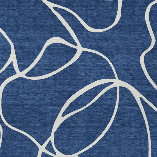 Navy Blue And Ivory Abstract Washable Indoor Outdoor Area Rug Photo 7