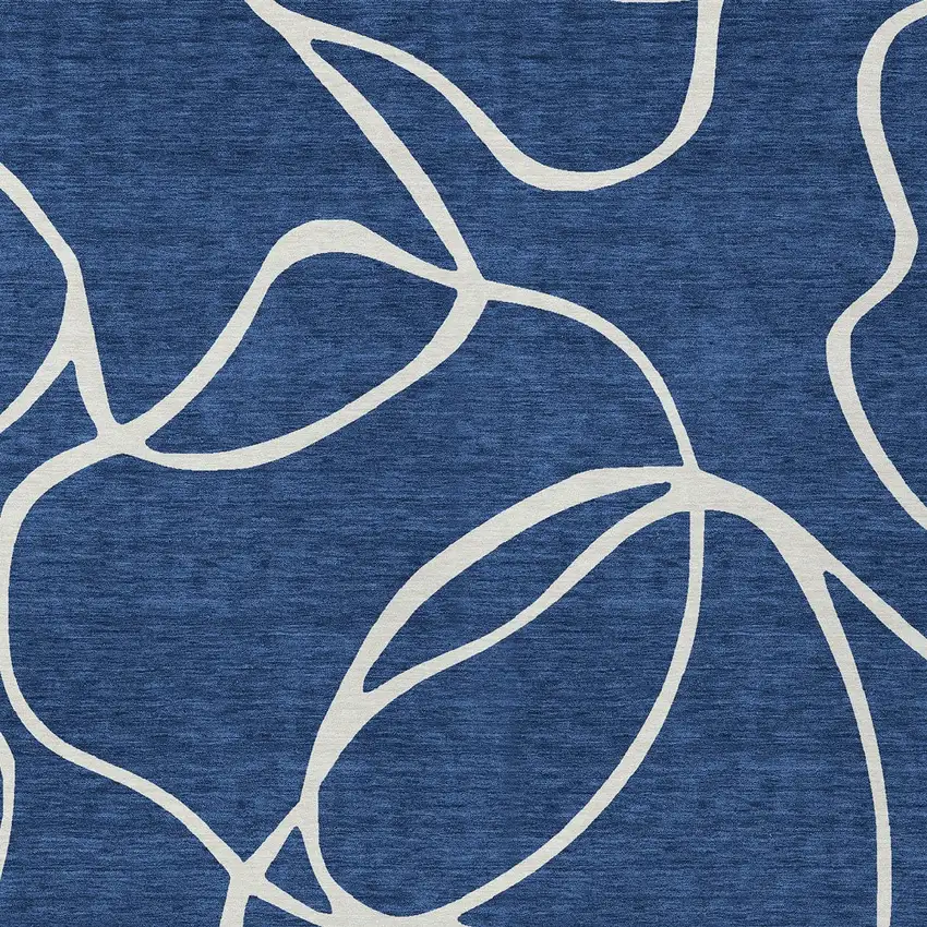 Navy Blue And Ivory Abstract Washable Indoor Outdoor Area Rug Photo 7