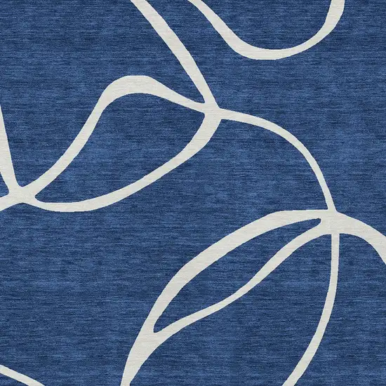 Navy Blue And Ivory Abstract Washable Indoor Outdoor Area Rug Photo 5