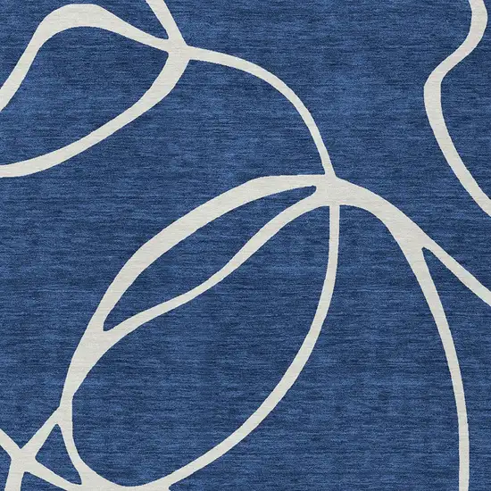 Navy Blue And Ivory Abstract Washable Indoor Outdoor Area Rug Photo 5