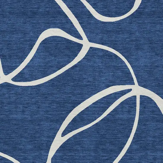 Navy Blue And Ivory Abstract Washable Indoor Outdoor Area Rug Photo 5