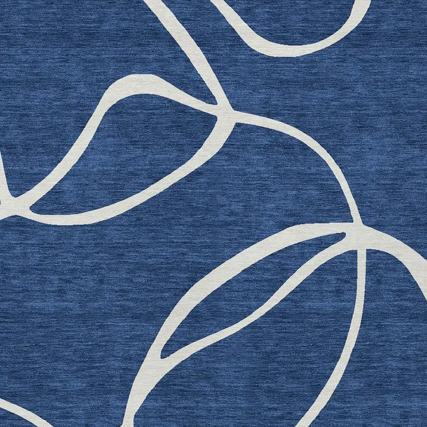 Navy Blue And Ivory Abstract Washable Indoor Outdoor Area Rug Photo 5