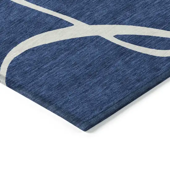 Navy Blue And Ivory Abstract Washable Indoor Outdoor Area Rug Photo 4