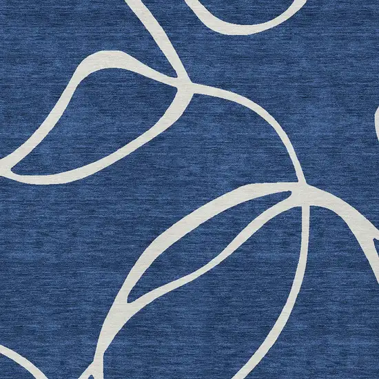 Navy Blue And Ivory Abstract Washable Indoor Outdoor Area Rug Photo 5