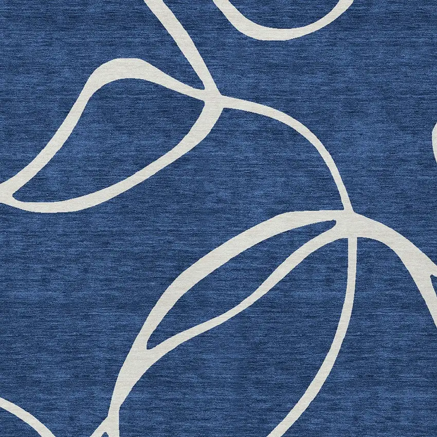 Navy Blue And Ivory Abstract Washable Indoor Outdoor Area Rug Photo 5
