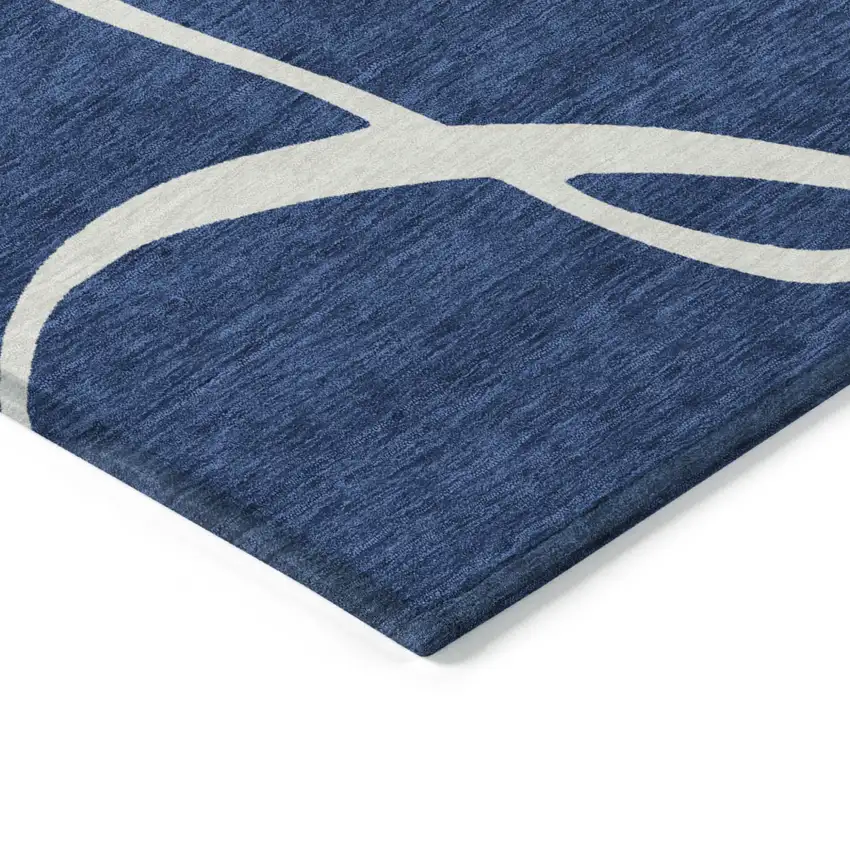 Navy Blue And Ivory Abstract Washable Indoor Outdoor Area Rug Photo 4
