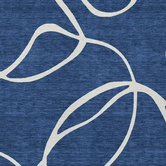 Navy Blue And Ivory Abstract Washable Indoor Outdoor Area Rug Photo 5