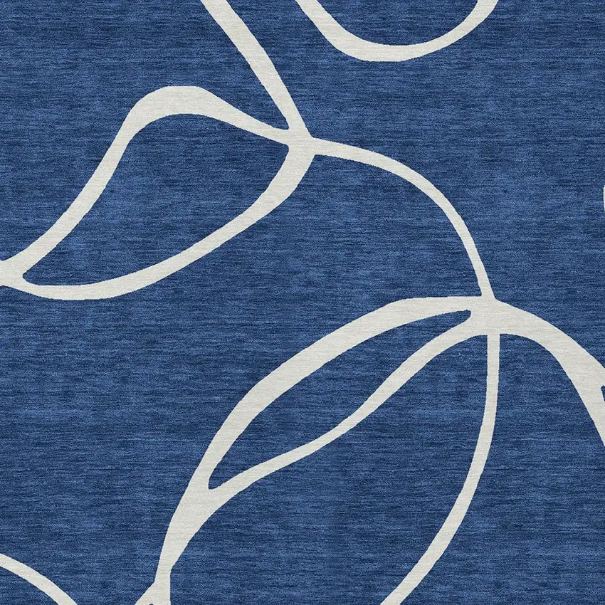 Navy Blue And Ivory Abstract Washable Indoor Outdoor Area Rug Photo 5