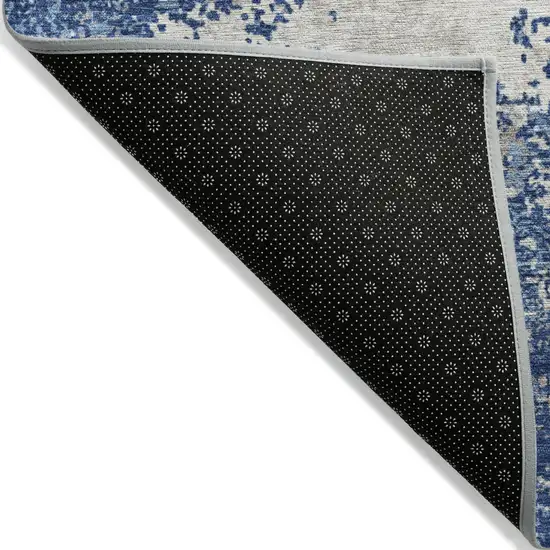 Navy Blue And Ivory Abstract Washable Indoor Outdoor Area Rug Photo 4