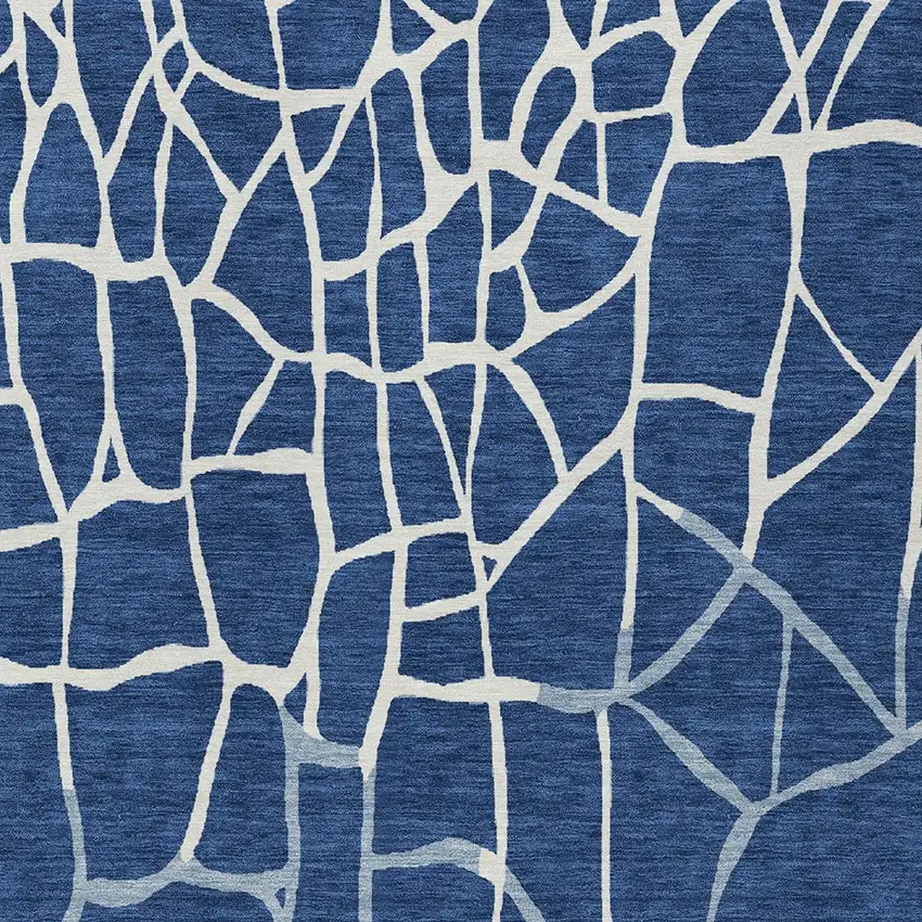 Navy Blue And Ivory Abstract Washable Indoor Outdoor Area Rug Photo 5