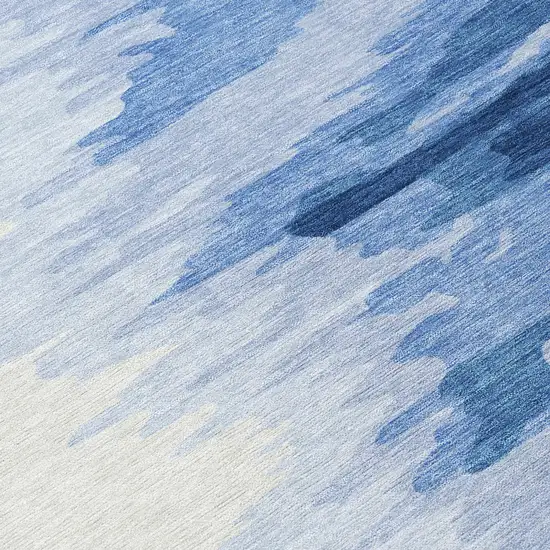 Navy Blue And Ivory Abstract Washable Indoor Outdoor Area Rug Photo 7
