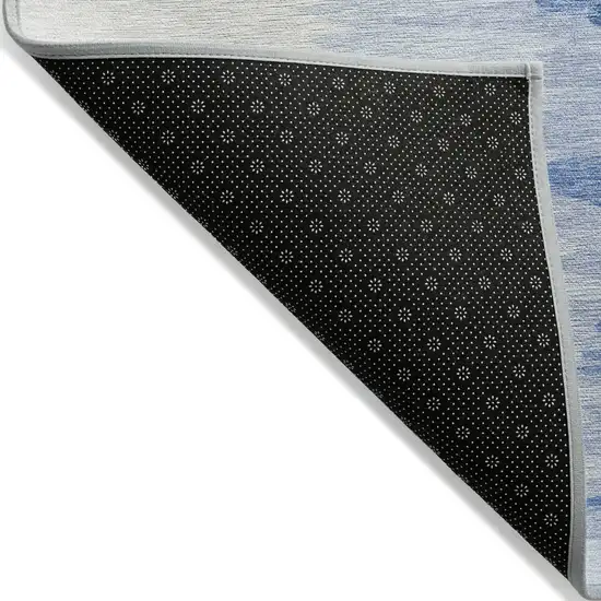 Navy Blue And Ivory Abstract Washable Indoor Outdoor Area Rug Photo 3