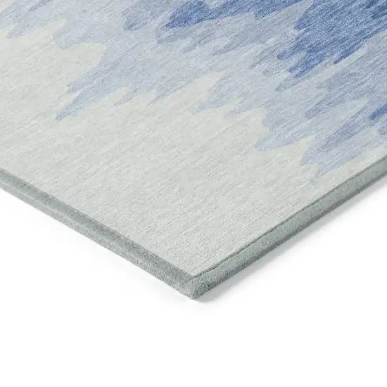 Navy Blue And Ivory Abstract Washable Indoor Outdoor Area Rug Photo 4