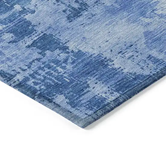 Navy Blue And Ivory Abstract Washable Indoor Outdoor Area Rug Photo 4