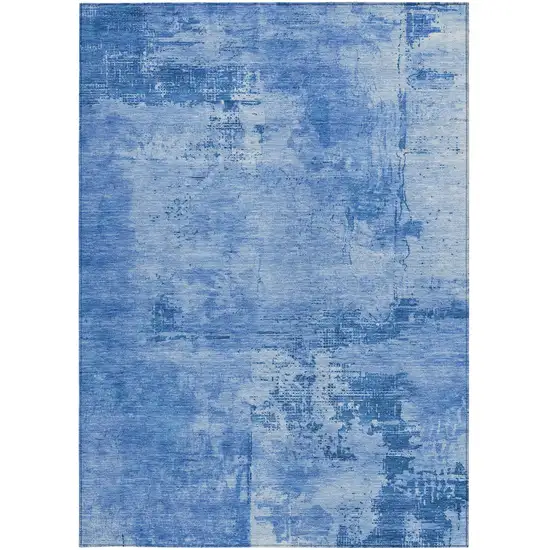 Navy Blue And Ivory Abstract Washable Indoor Outdoor Area Rug Photo 5