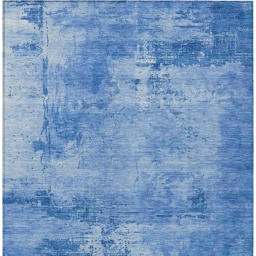 Navy Blue And Ivory Abstract Washable Indoor Outdoor Area Rug Photo 6