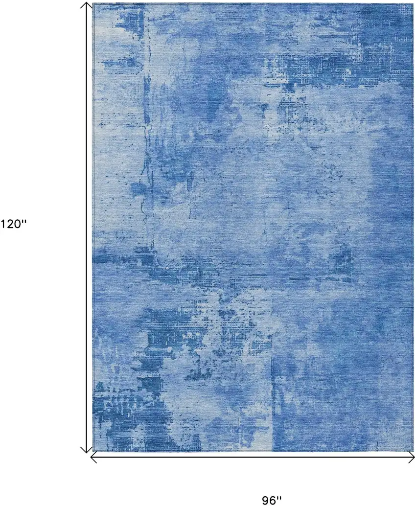Navy Blue And Ivory Abstract Washable Indoor Outdoor Area Rug Photo 7