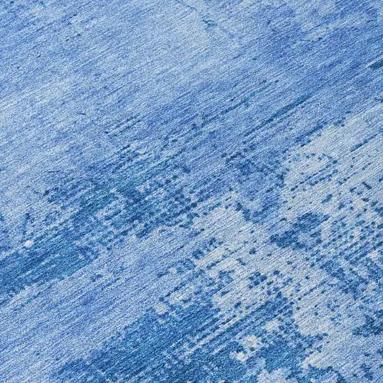 Navy Blue And Ivory Abstract Washable Indoor Outdoor Area Rug Photo 8