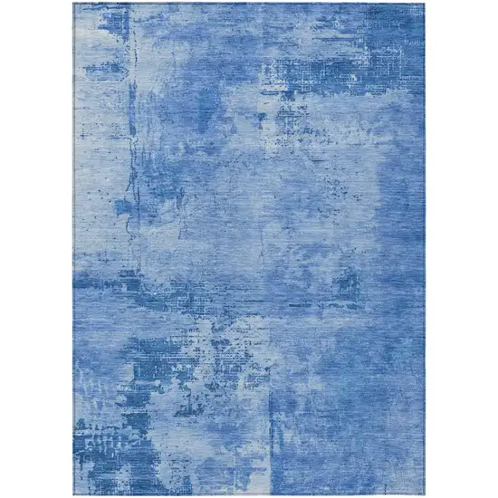 Navy Blue And Ivory Abstract Washable Indoor Outdoor Area Rug Photo 2