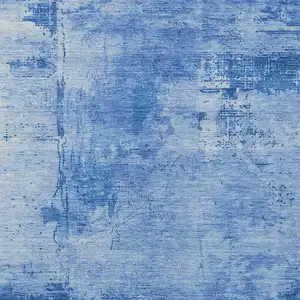 Photo of Navy Blue And Ivory Abstract Washable Indoor Outdoor Area Rug