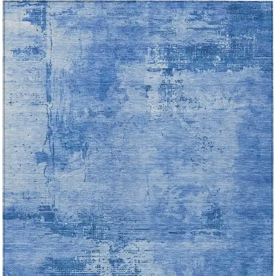 Navy Blue And Ivory Abstract Washable Indoor Outdoor Area Rug Photo 6