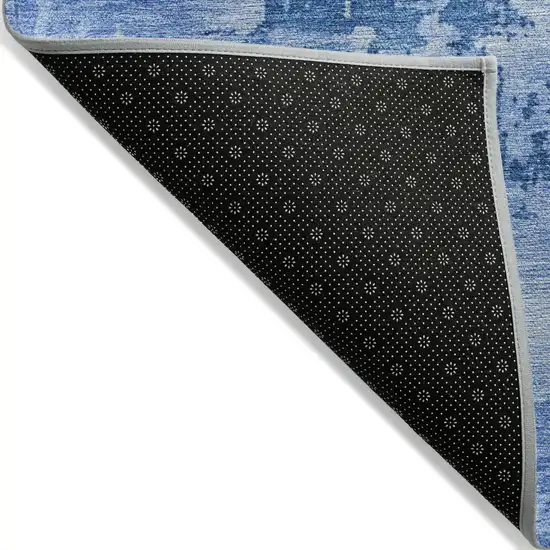 Navy Blue And Ivory Abstract Washable Indoor Outdoor Area Rug Photo 3