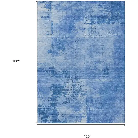 Navy Blue And Ivory Abstract Washable Indoor Outdoor Area Rug Photo 7