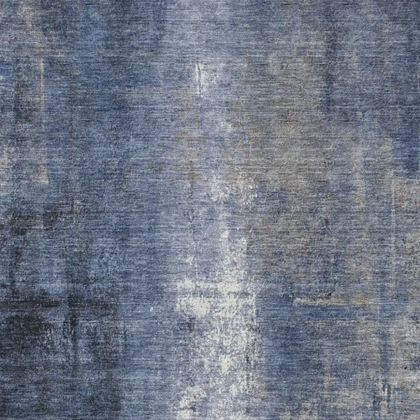 Navy Blue And Ivory Abstract Washable Indoor Outdoor Area Rug Photo 4