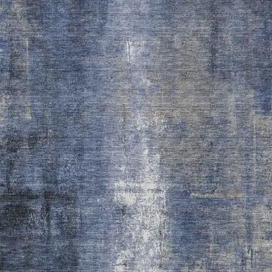 Navy Blue And Ivory Abstract Washable Indoor Outdoor Area Rug Photo 4