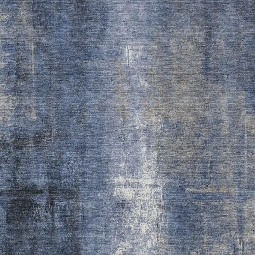 Navy Blue And Ivory Abstract Washable Indoor Outdoor Area Rug Photo 4