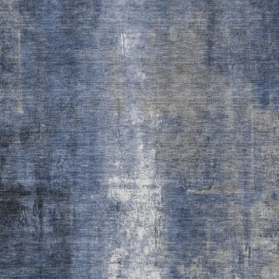 Navy Blue And Ivory Abstract Washable Indoor Outdoor Area Rug Photo 3