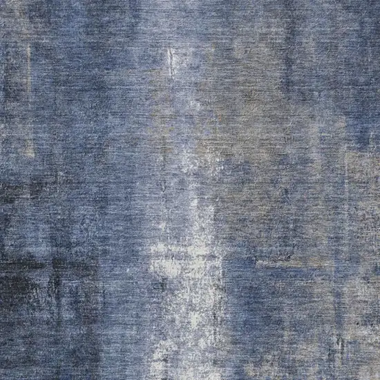 Navy Blue And Ivory Abstract Washable Indoor Outdoor Area Rug Photo 4