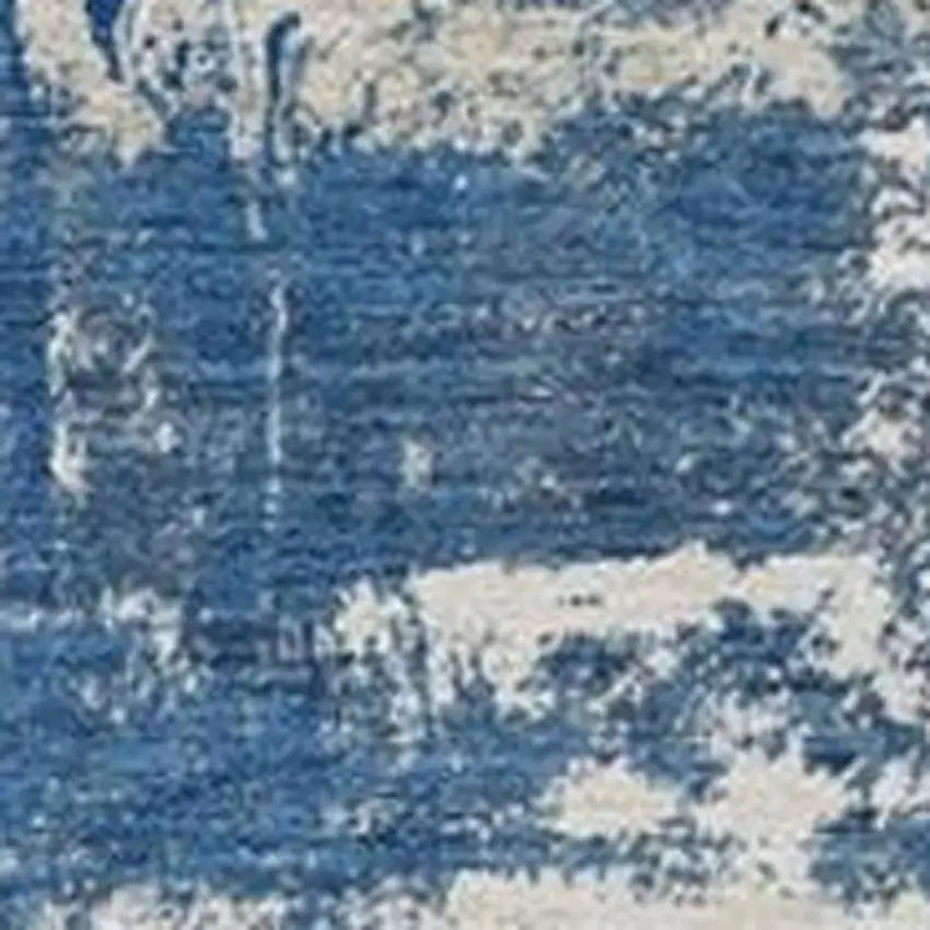 Navy Blue And Ivory Abstract Washable Indoor Outdoor Area Rug Photo 3