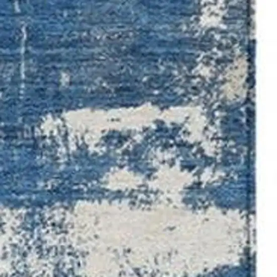 Navy Blue And Ivory Abstract Washable Indoor Outdoor Area Rug Photo 3