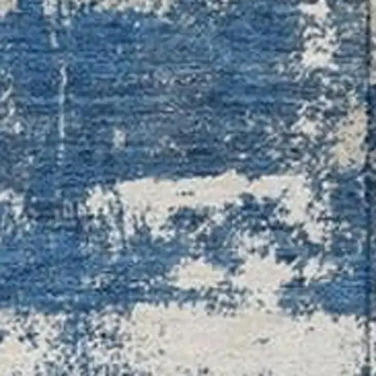 Navy Blue And Ivory Abstract Washable Indoor Outdoor Area Rug Photo 3