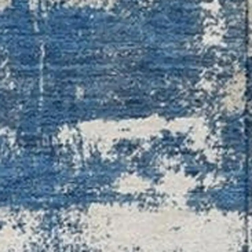 Navy Blue And Ivory Abstract Washable Indoor Outdoor Area Rug Photo 3