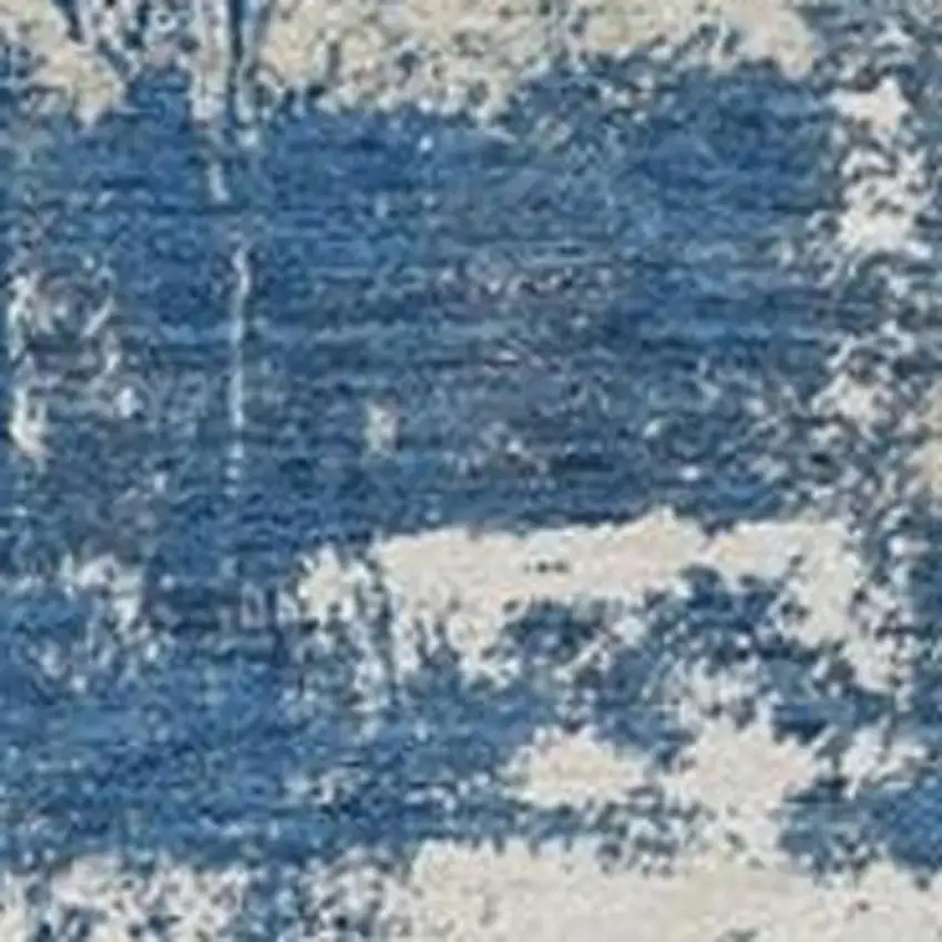 Navy Blue And Ivory Abstract Washable Indoor Outdoor Area Rug Photo 3