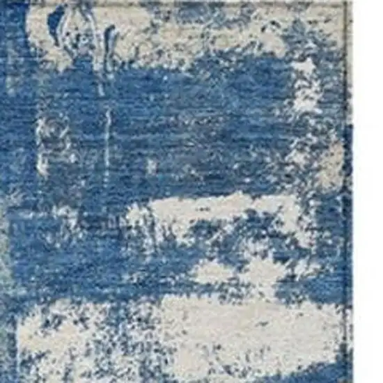 Navy Blue And Ivory Abstract Washable Indoor Outdoor Area Rug Photo 3