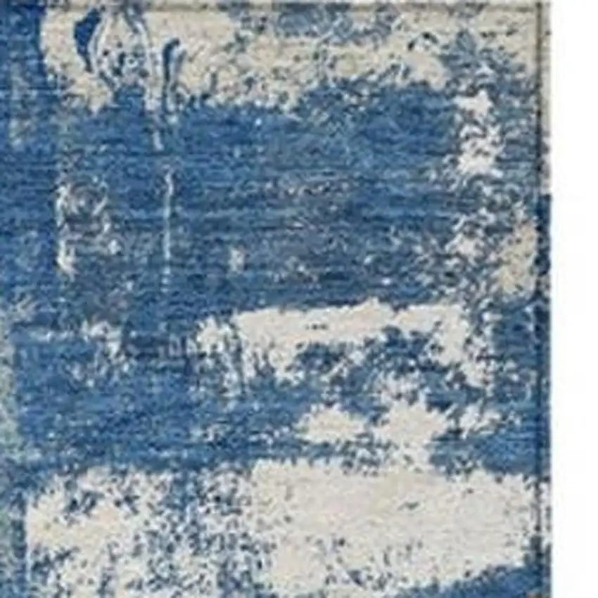 Navy Blue And Ivory Abstract Washable Indoor Outdoor Area Rug Photo 3