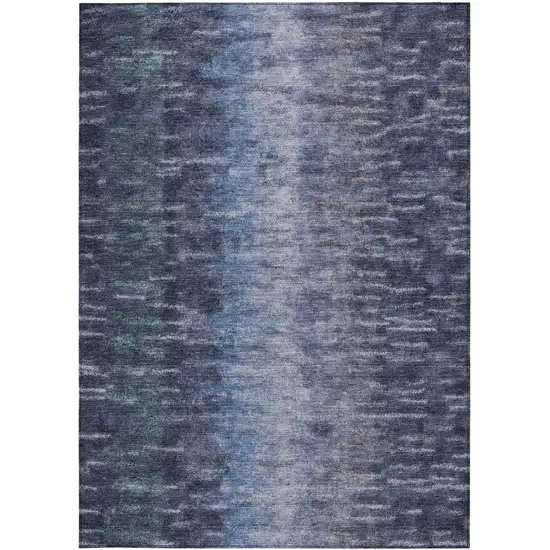 Navy Blue And Ivory Abstract Washable Indoor Outdoor Area Rug Photo 4