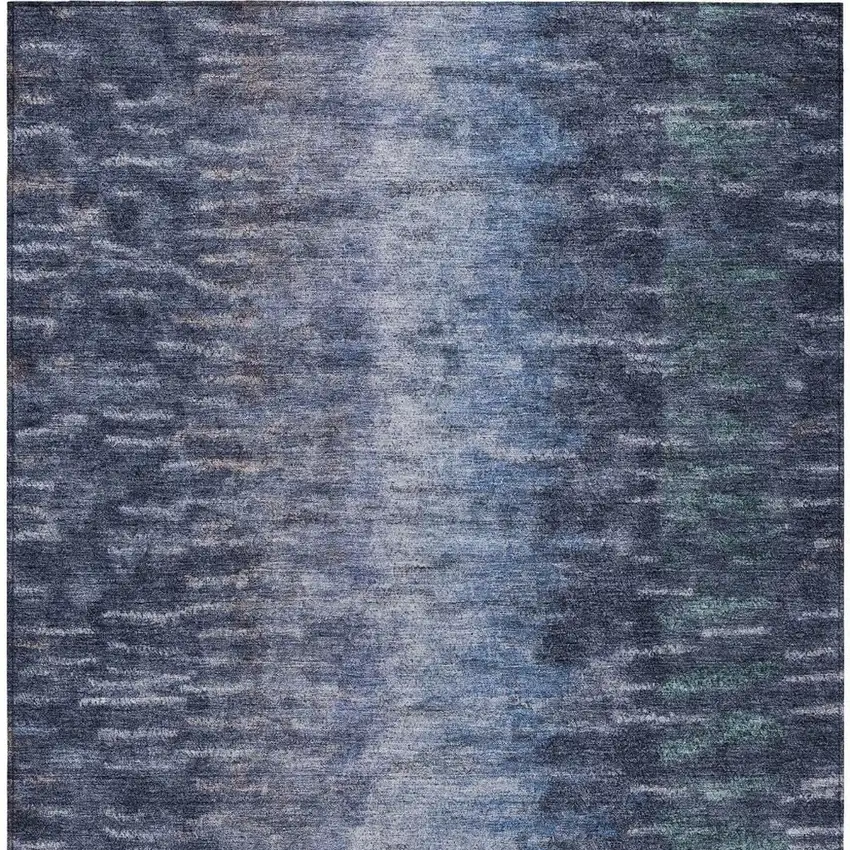 Navy Blue And Ivory Abstract Washable Indoor Outdoor Area Rug Photo 4