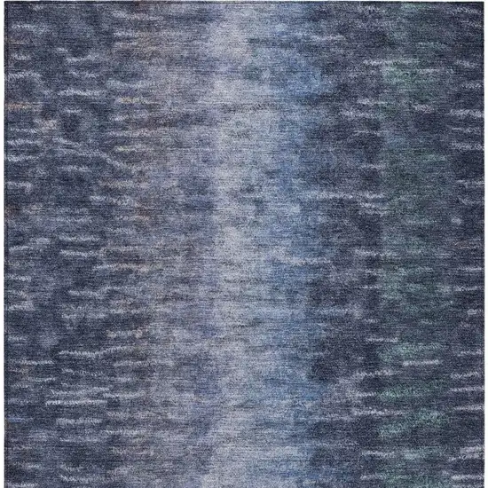 Navy Blue And Ivory Abstract Washable Indoor Outdoor Area Rug Photo 4