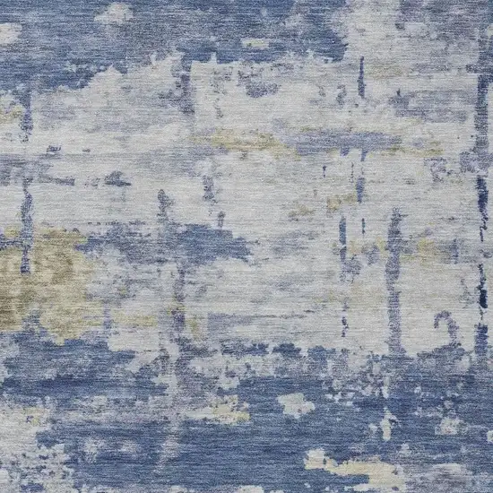 Navy Blue And Ivory Abstract Washable Indoor Outdoor Area Rug Photo 3