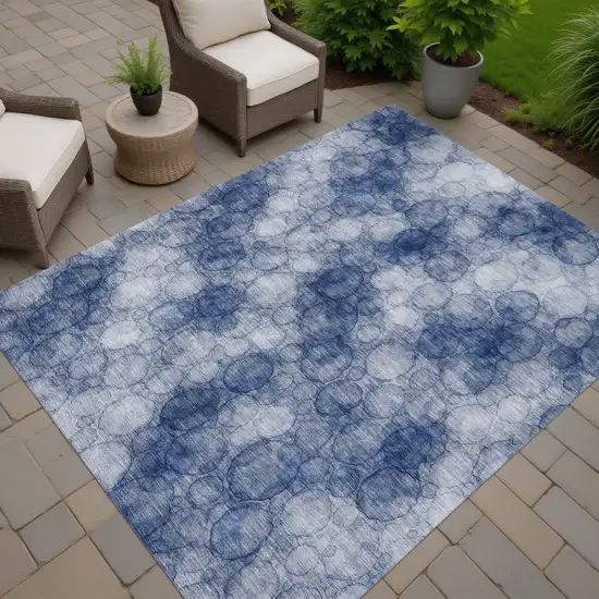 Navy Blue And Ivory Abstract Washable Indoor Outdoor Area Rug Photo 5